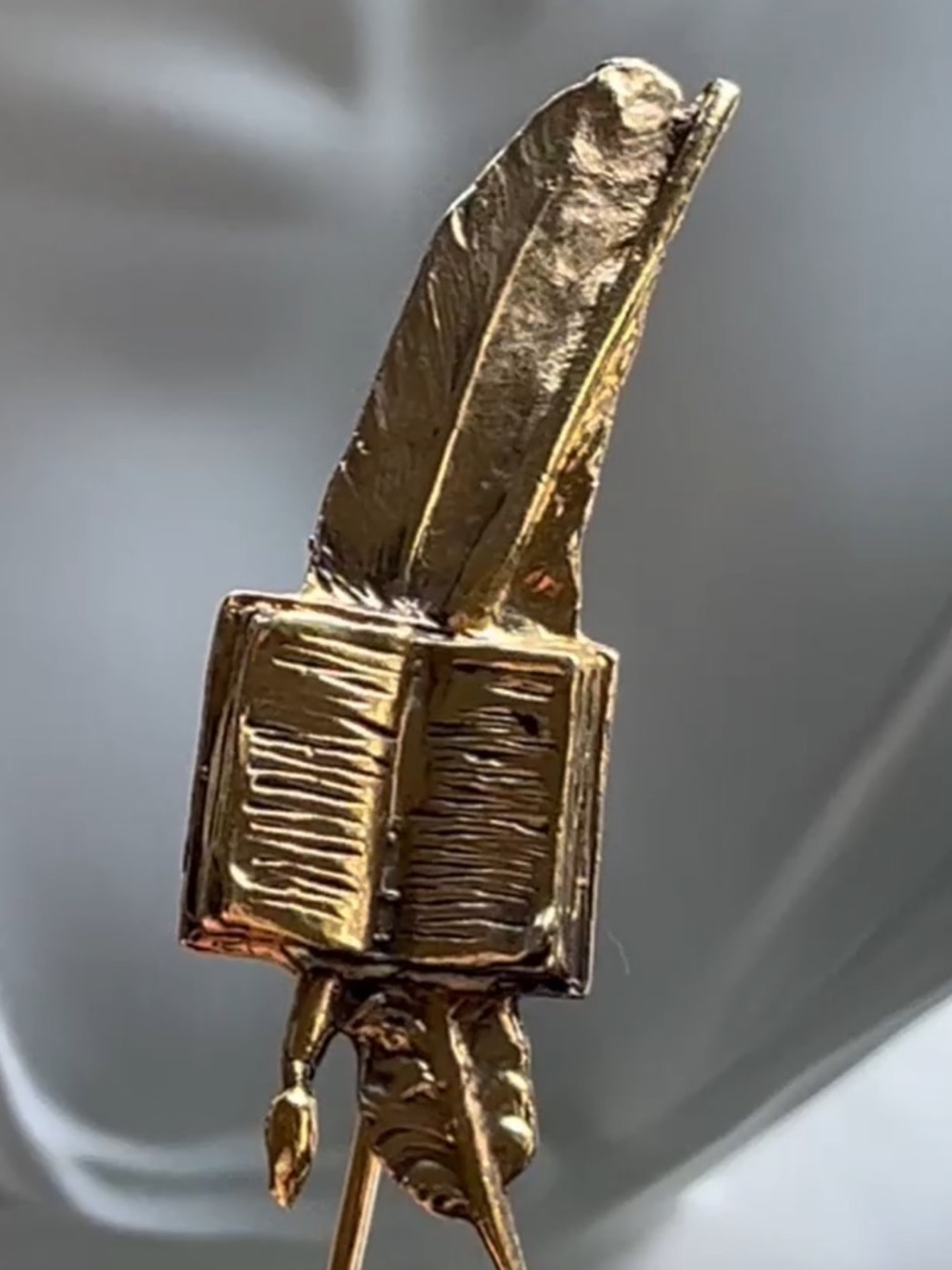 Made in France Bookmark- Gold Tone Feather & Book Decorative bookmark